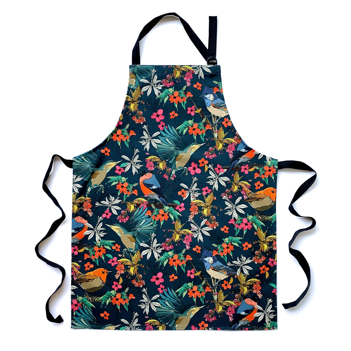 Cherry Blossom Bird Print Adult Apron With Pocket Bean And Bemble