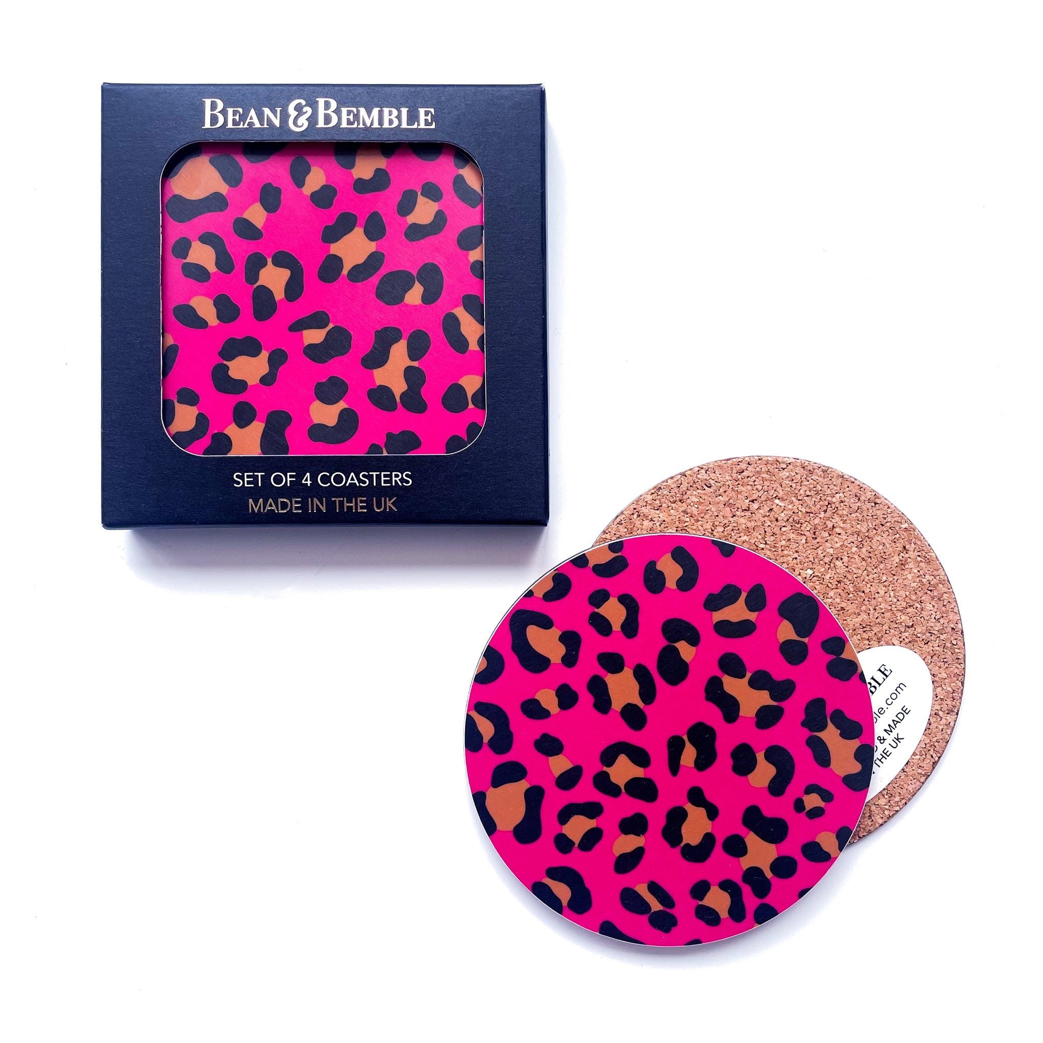 Wild Cat Handmade Melamine Round Coasters Pink Leopard Print Tiger