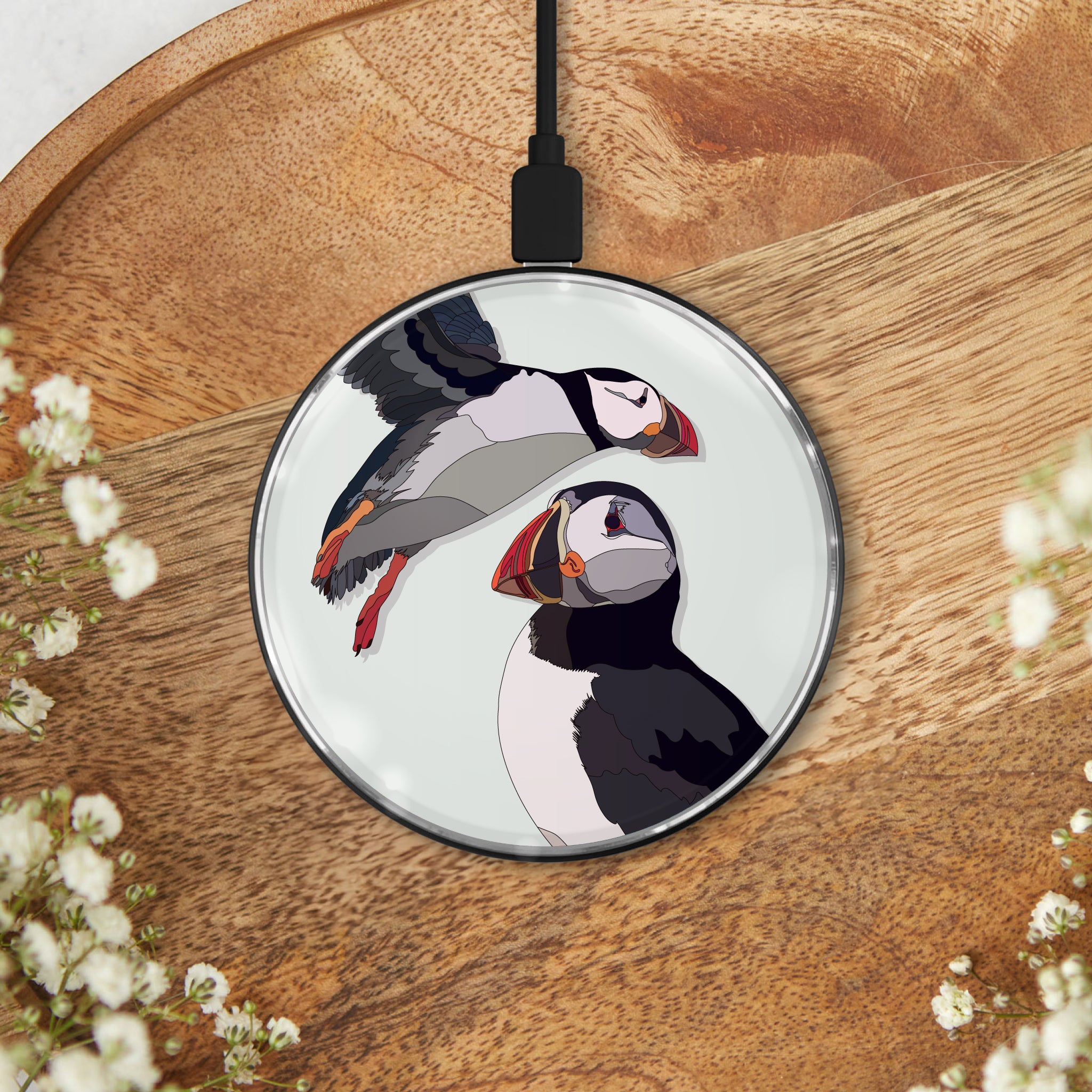 Puffins seabirds wireless charging pad